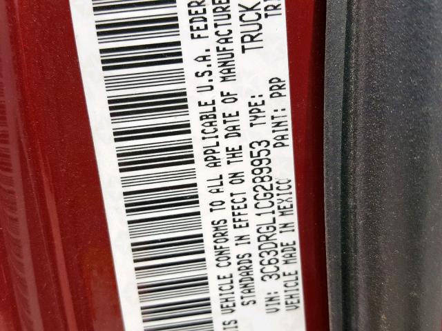 3C63DRGL1CG289953 - 2012 DODGE RAM 3500 S RED photo 10