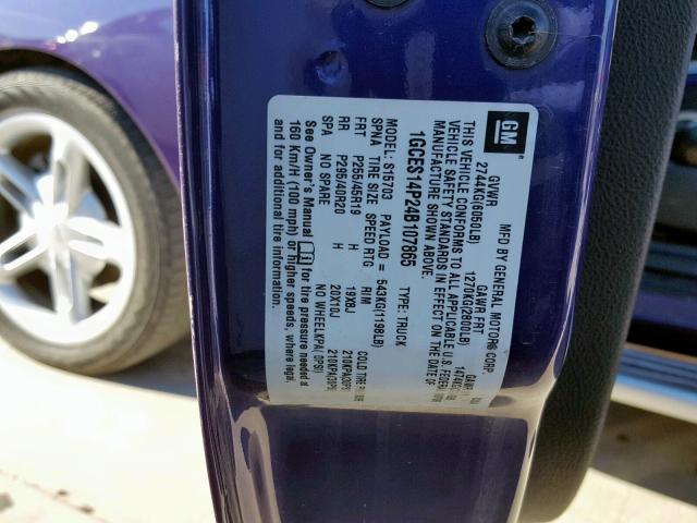 1GCES14P24B107865 - 2004 CHEVROLET SSR PURPLE photo 10