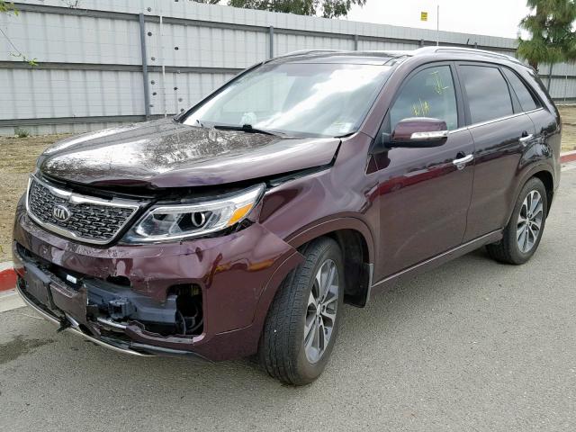 5XYKW4A79EG432257 - 2014 KIA SORENTO SX BURGUNDY photo 2