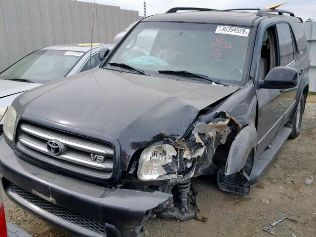 5TDZT38A72S095735 - 2002 TOYOTA SEQUOIA LI BLACK photo 2