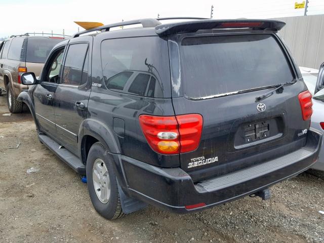 5TDZT38A72S095735 - 2002 TOYOTA SEQUOIA LI BLACK photo 3