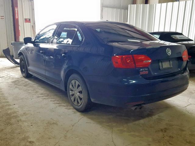 3VW2K7AJ2DM288977 - 2013 VOLKSWAGEN JETTA BASE BLUE photo 3