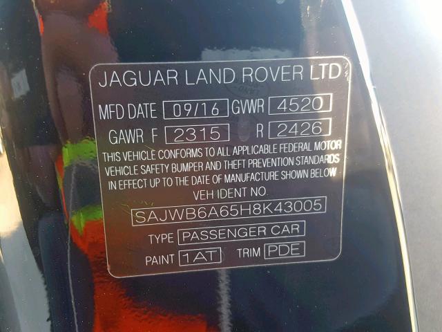 SAJWB6A65H8K43005 - 2017 JAGUAR F-TYPE BLACK photo 10