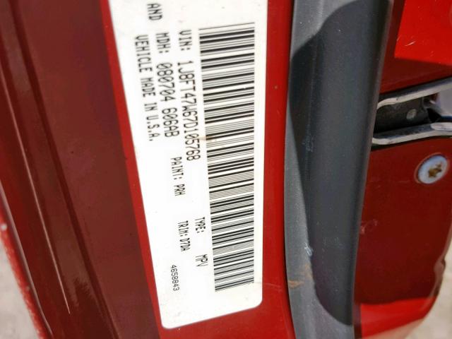 1J8FT47W67D105768 - 2007 JEEP COMPASS RED photo 10