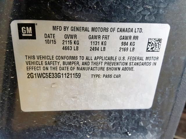 2G1WC5E33G1121159 - 2016 CHEVROLET IMPALA LIM CHARCOAL photo 10