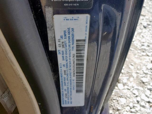 3VWCK21C51M471763 - 2001 VOLKSWAGEN NEW BEETLE Mavi foto 10