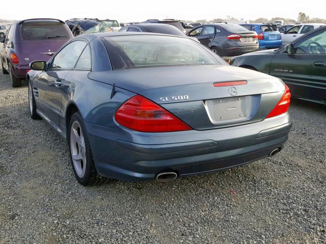 WDBSK75F94F071353 - 2004 MERCEDES-BENZ SL 500 BLUE photo 3