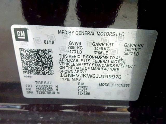 1GNEVJKW6JJ199976 - 2018 CHEVROLET TRAVERSE P MAROON photo 10