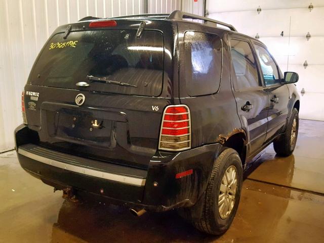 4M2CU56186KJ11367 - 2006 MERCURY MARINER BLACK photo 4