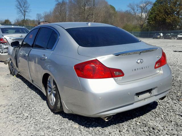 JN1CV6AP3AM401505 - 2010 INFINITI G37 BASE SILVER photo 3