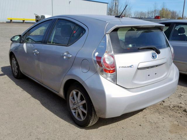 JTDKDTB32D1041963 - 2013 TOYOTA PRIUS C SILVER photo 3