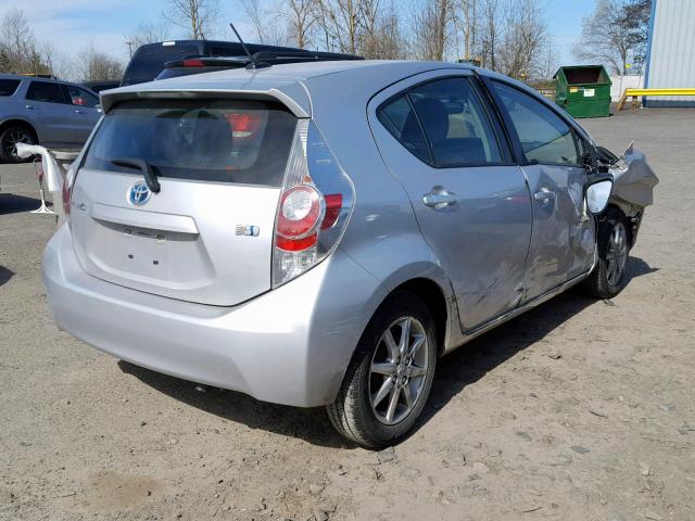 JTDKDTB32D1041963 - 2013 TOYOTA PRIUS C SILVER photo 4