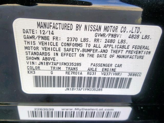 JN1BV7AP1FM335285 - 2015 INFINITI Q50 BASE BLACK photo 10