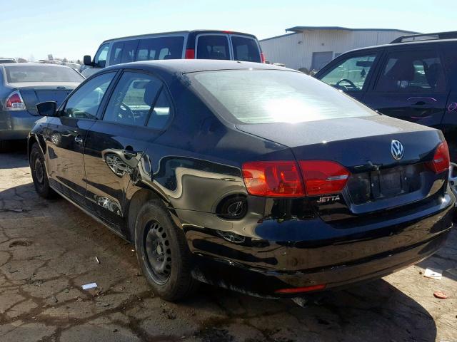 3VW2K7AJXCM360605 - 2012 VOLKSWAGEN JETTA BASE BLACK photo 3