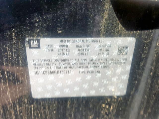 1G11C5SA6GU159714 - 2016 CHEVROLET MALIBU LIM 黑色 照片 10