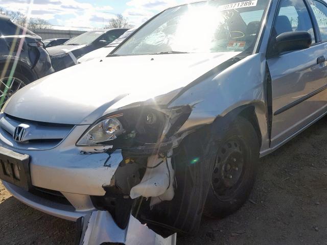 2HGES16394H540831 - 2004 HONDA CIVIC DX V SILVER photo 9