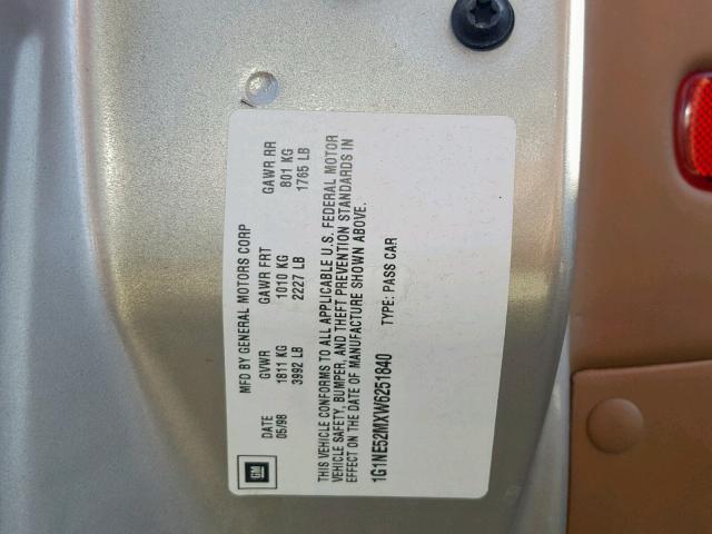 1G1NE52MXW6251840 - 1998 CHEVROLET MALIBU LS 棕色 照片 10