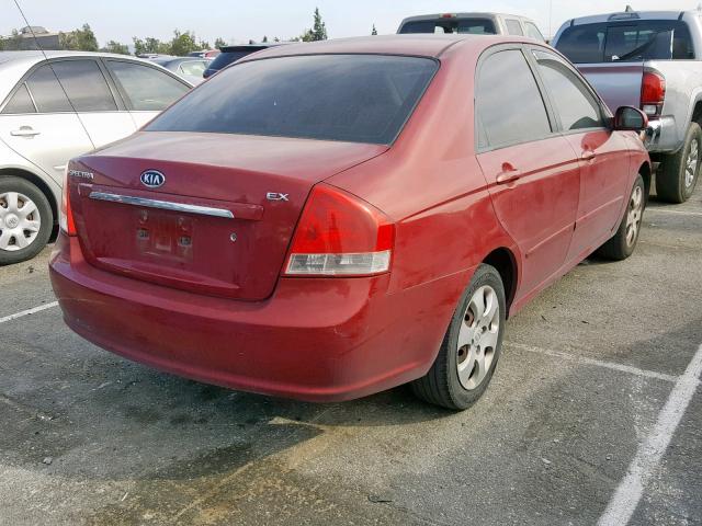 KNAFE222495622734 - 2009 KIA SPECTRA EX RED photo 4