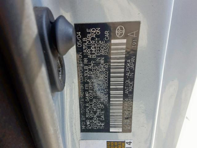 JTKDE167850002740 - 2005 TOYOTA SCION TC ლურჯი ფოტო 10