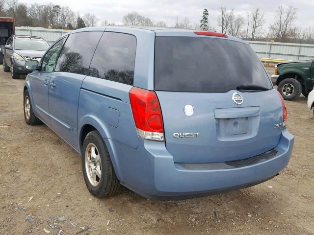 5N1BV28U14N301863 - 2004 NISSAN QUEST S BLUE photo 3