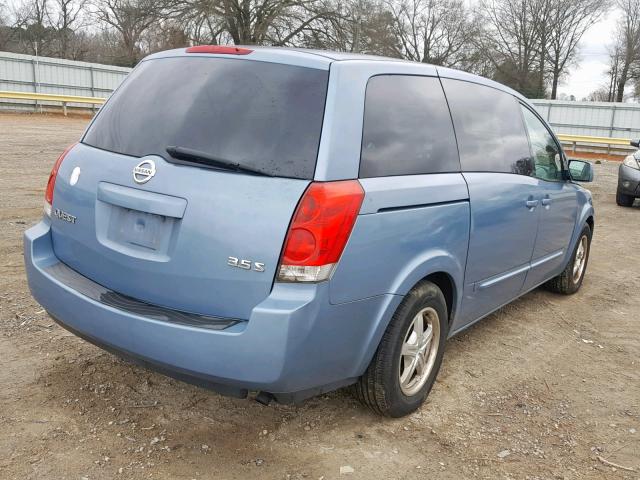 5N1BV28U14N301863 - 2004 NISSAN QUEST S BLUE photo 4