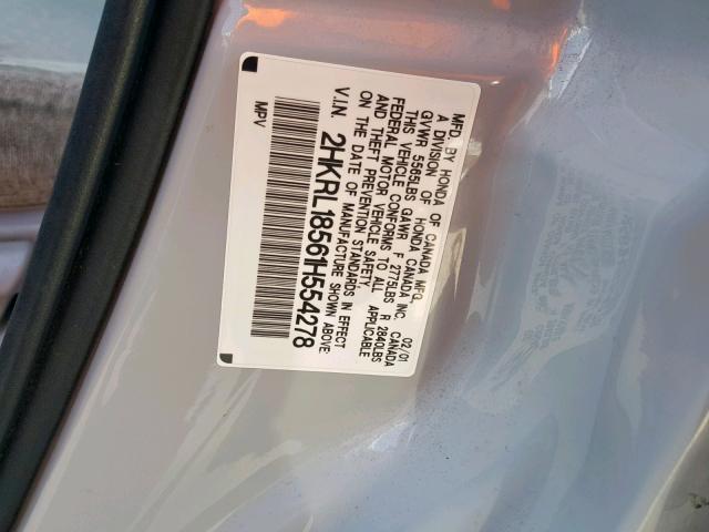 2HKRL18561H554278 - 2001 HONDA ODYSSEY LX SILVER photo 10