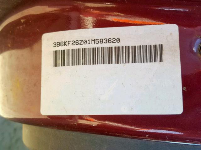 3B6KF26Z01M583620 - 2001 DODGE RAM 2500 MAROON photo 10