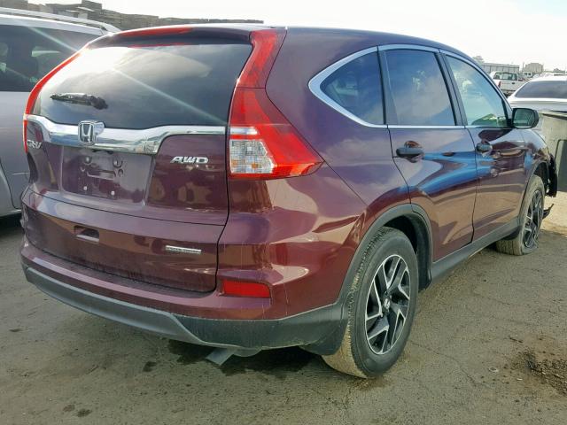 2HKRM4H40GH651779 - 2016 HONDA CR-V SE BURGUNDY photo 4