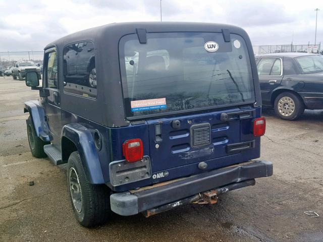 1J4FA44S75P354309 - 2005 JEEP WRANGLER / BLUE photo 3