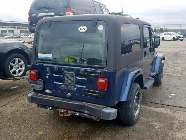 1J4FA44S75P354309 - 2005 JEEP WRANGLER / BLUE photo 4