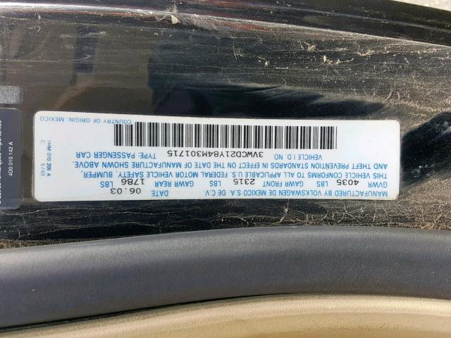 3VWCD21Y84M301715 - 2004 VOLKSWAGEN NEW BEETLE Schwarz Foto 10