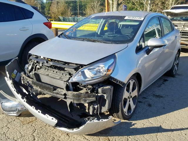 KNADN4A35E6416033 - 2014 KIA RIO EX SILVER photo 2