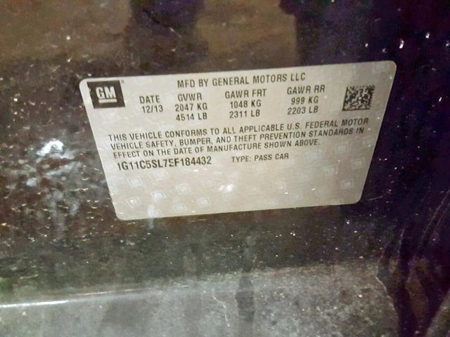 1G11C5SL7EF184432 - 2014 CHEVROLET MALIBU 1LT 黑色 照片 10