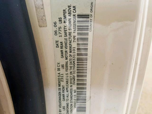 3VWRF31Y66M331101 - 2006 VOLKSWAGEN NEW BEETLE Beige Foto 10