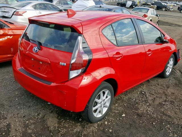 JTDKDTB35G1136036 - 2016 TOYOTA PRIUS C RED photo 4