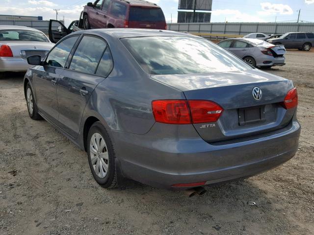 3VW2K7AJ3EM365373 - 2014 VOLKSWAGEN JETTA BASE GRAY photo 3