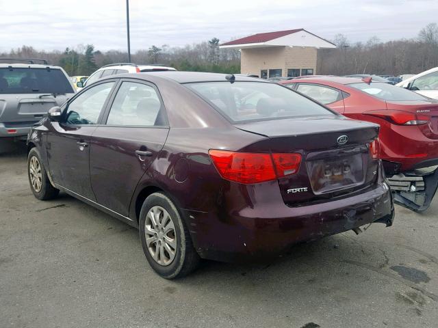 KNAFU4A27A5072580 - 2010 KIA FORTE EX BURGUNDY photo 3