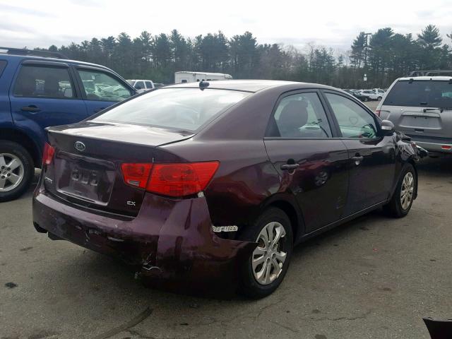 KNAFU4A27A5072580 - 2010 KIA FORTE EX BURGUNDY photo 4