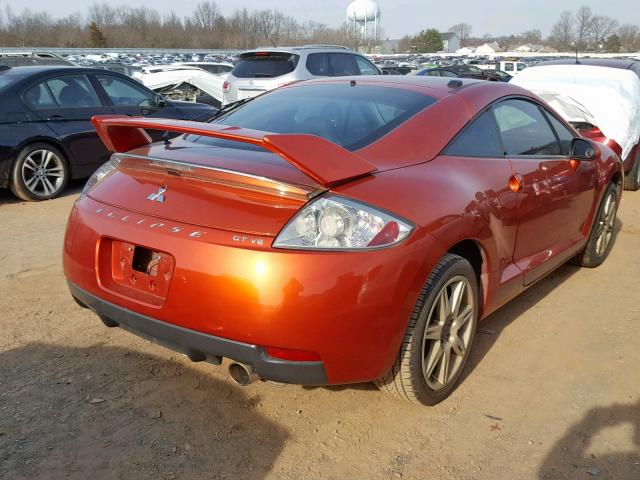 4A3AK64TX8E022976 - 2008 MITSUBISHI ECLIPSE SE ORANGE photo 4