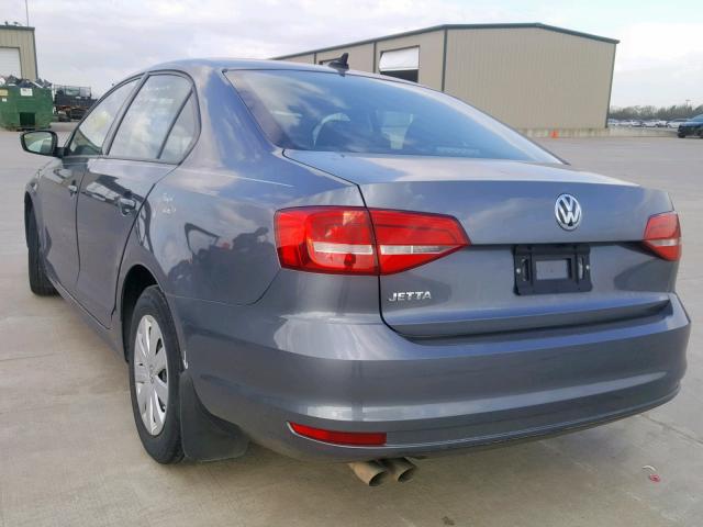 3VW2K7AJ2FM424642 - 2015 VOLKSWAGEN JETTA BASE CHARCOAL photo 3