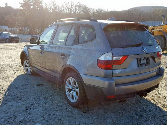 WBXPC93489WJ29870 - 2009 BMW X3 XDRIVE3 SILVER photo 3