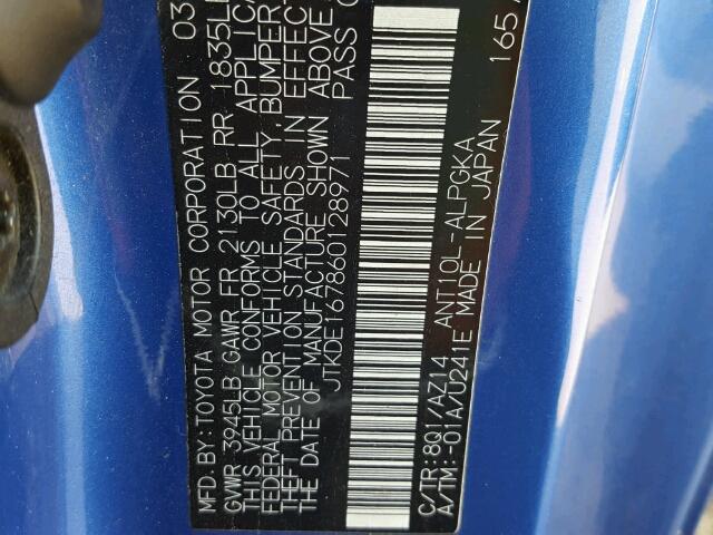 JTKDE167860128971 - 2006 TOYOTA SCION TC Mavi foto 10