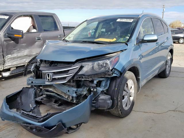 2HKRM3H79EH544666 - 2014 HONDA CR-V EXL GREEN photo 2