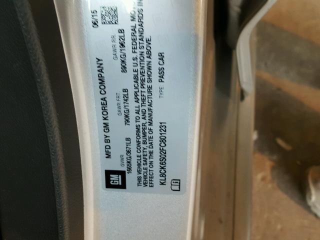 KL8CK6S02FC801231 - 2015 CHEVROLET SPARK EV 1 银色 照片 10