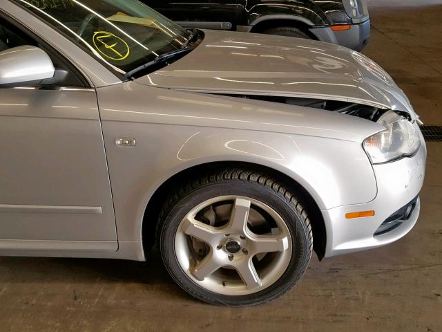 WAUKF78E98A084967 - 2008 AUDI A4 2.0T AV SILVER photo 9