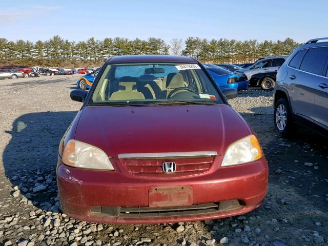 2HGES15542H550330 - 2002 HONDA CIVIC LX BURGUNDY photo 9