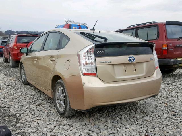 JTDKN3DU9A0072177 - 2010 TOYOTA PRIUS GOLD photo 3