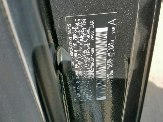 JTKJF5C70FJ011486 - 2015 TOYOTA SCION TC CHARCOAL photo 10