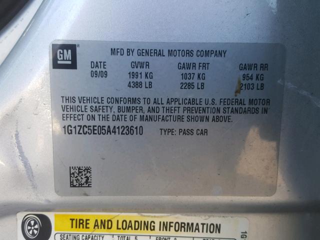 1G1ZC5E05A4123610 - 2010 CHEVROLET MALIBU 1LT 银色 照片 10