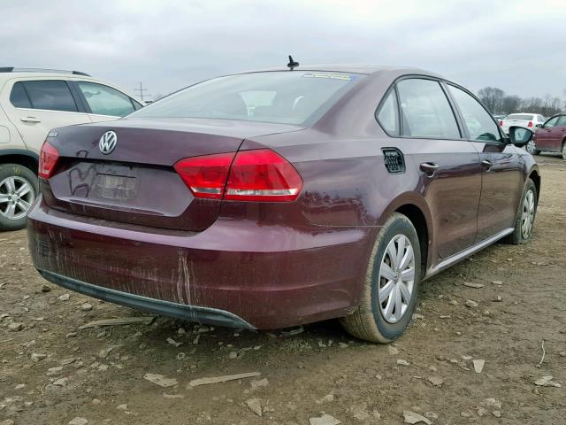 1VWAP7A36CC066778 - 2012 VOLKSWAGEN PASSAT S MAROON photo 4